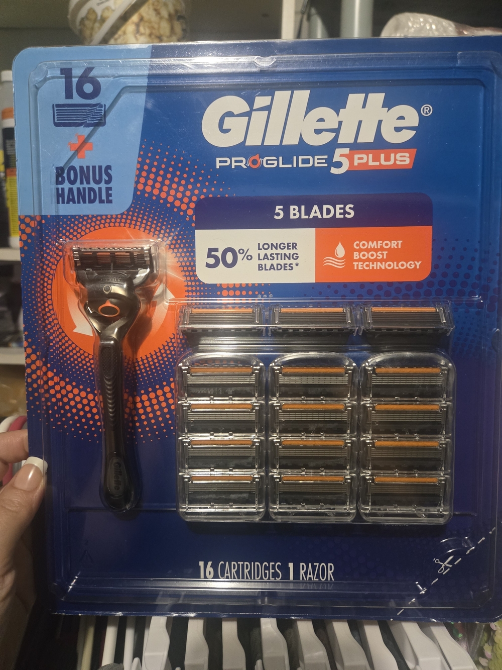 Gillette ProGlide 5 Plus Razor Kit – Black Handle with Orange Accents